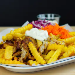 Dönerteller mit Pommes Frittes und Krautsalat